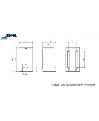 Dozator profesional 🏭 pentru sapun lichid Jofel Maxi Vision, gama premium, ABS si inox, capacitate 2000 ml, Spania