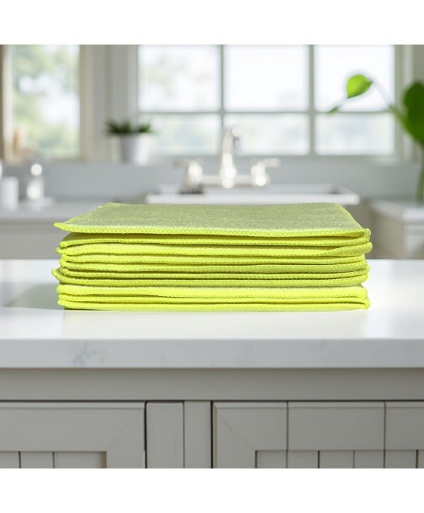 Pachet 10 Lavete Microfibră SPONGE (Tip Burete) 🇦🇹 Putere Maximă de Absorbție, Galbene 🟡