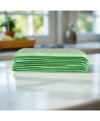 Pachet 10 Lavete Microfibră SPONGE (Tip Burete) 🇦🇹 Putere Maximă de Absorbție, Verzi 🟢