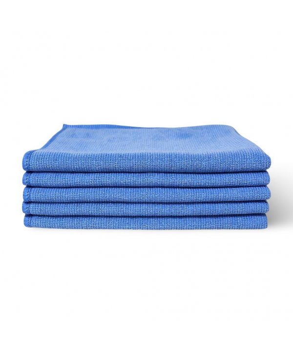 Pachet 5 lavete microfibră PREMIUM PROFESSIONAL 🇦🇹 40×40 cm, 53 g – Albastru pentru Spații Administrative și Zone Comune