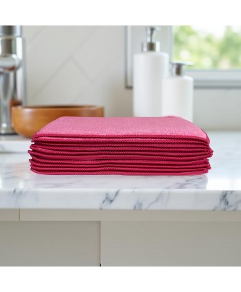 Pachet 10 Lavete Microfibră SPONGE (Tip Burete) 🇦🇹 Putere Maximă de Absorbție, Rosii 🔴