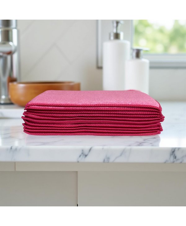 Pachet 10 Lavete Microfibră SPONGE (Tip Burete) 🇦🇹 Putere Maximă de Absorbție, Rosii 🔴