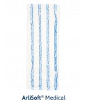 Produse de curatenie profesionale - Mop plat din microfibra ArliSoft®🏆, 50 cm, fixare cu urechi si buzunare, spalare la 90°, termodezinfectie, alb / albastru - arli.ro