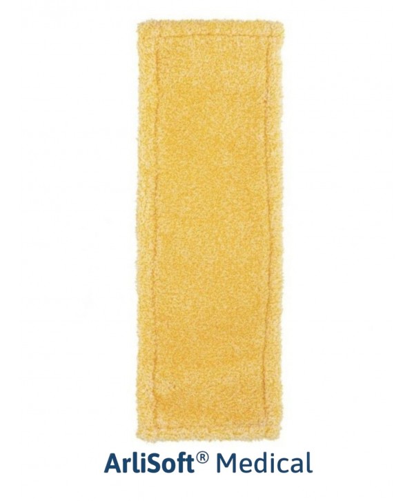 Mopuri profesionale - - Mop plat din microfibra ArliSoft®🏆, fixare cu urechi si/sau buzunare, 50 cm, spalare la 90°, termodezinfectie, galben - arli.ro