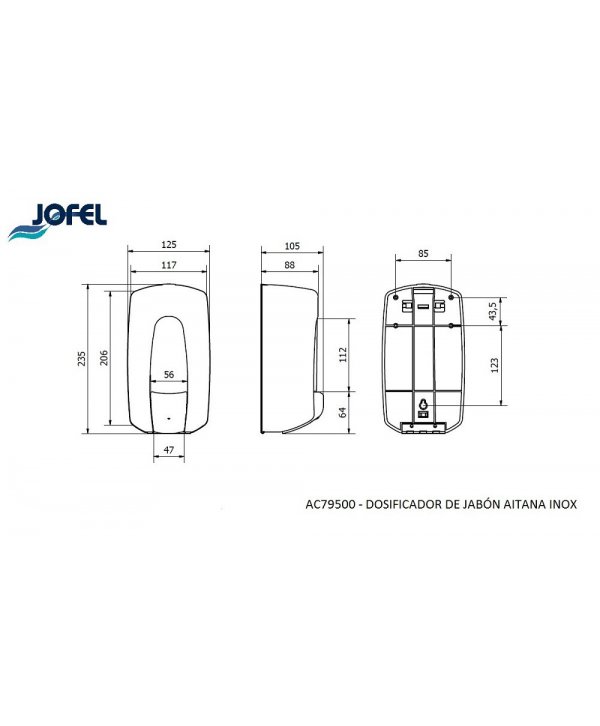 Dozator din inox lucios pentru sapun lichid, calitate si finisaj premium, capacitate 900 ml, Jofel Aitana