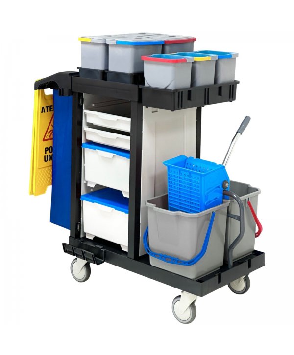 Cărucior de Curățenie Profesional ArliPlus® M46 – Echipament Complet cu Multiple Funcționalități