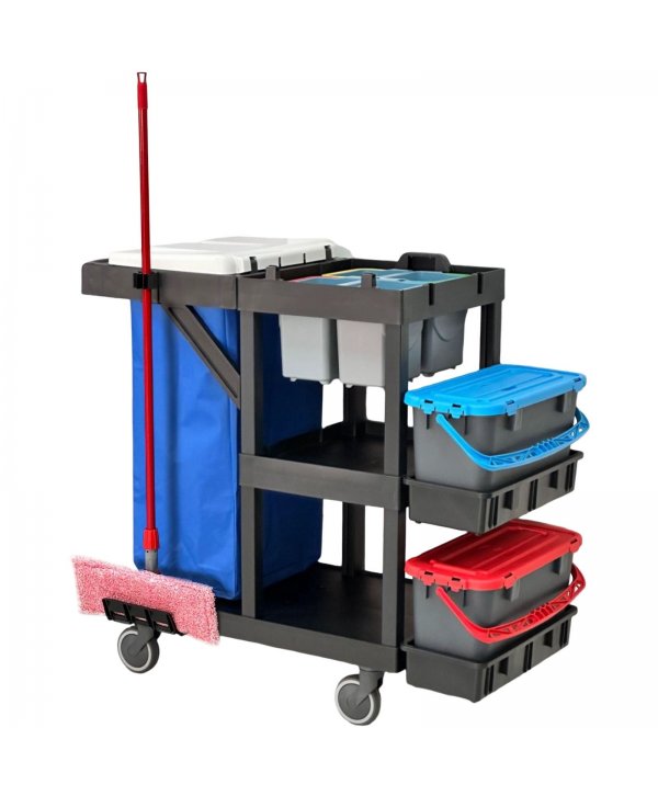 Cărucior profesional curățenie ArliPlus® M61 Eco – Versiune compactă, ideală pentru spații cu cerințe stricte de igienă