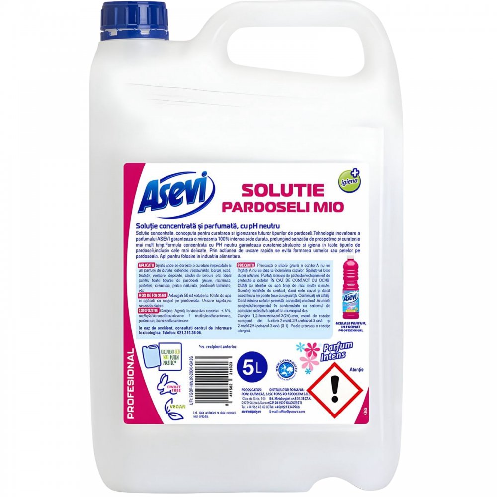 Asevi Profesional Pardoseli Mio 5L – Detergent Concentrat cu Parfum Floral Intens