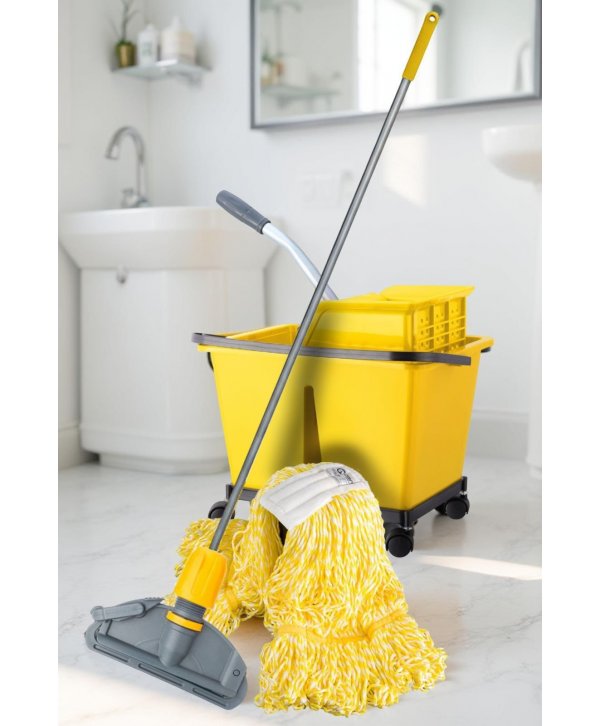 Set Curățenie Profesională ArliPlus® Galben cu Mop cu Fire Lungi