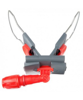 Suport metalic pentru mop plat cu buzunare, 50 cm, compatibil sistem B5, rotire 360°, conform normelor UE, rosu / gri