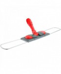 Mopuri profesionale - Suport metalic pentru mop plat cu buzunare, 60 cm, compatibil sistem B6, rotire 360°, conform normelor UE, rosu / gri - arli.ro