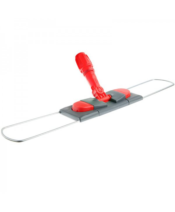 Mopuri profesionale - - Suport metalic pentru mop plat cu buzunare, 60 cm, compatibil sistem B6, rotire 360°, conform normelor UE, rosu / gri - arli.ro