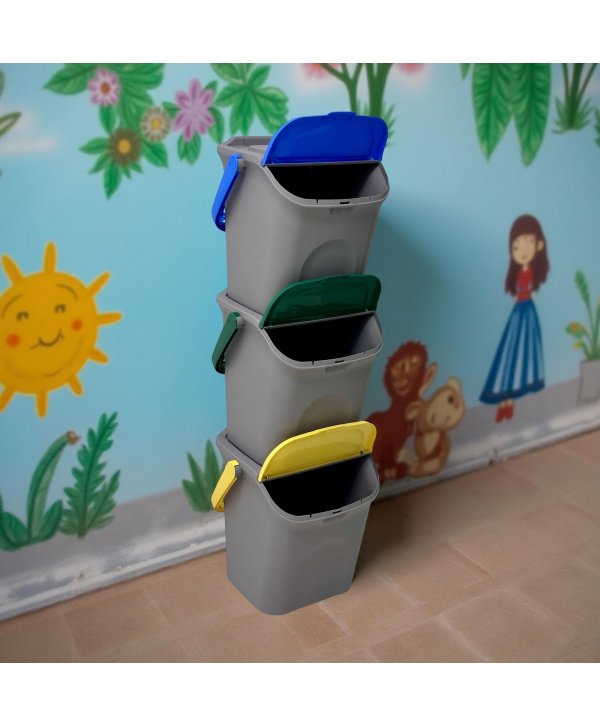 Coș de Gunoi Stivuibil 28 L pentru Colectare Selectivă – Albastru Coș de Gunoi Stivuibil 28 L pentru Colectare Selectivă – Albastru