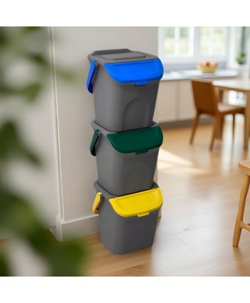 Set Coșuri de Gunoi Stivuibile 3x28 L - Sistem Complet pentru Colectare Selectivă