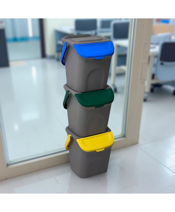 Set Coșuri de Gunoi Stivuibile 3x28 L - Sistem Complet pentru Colectare Selectivă