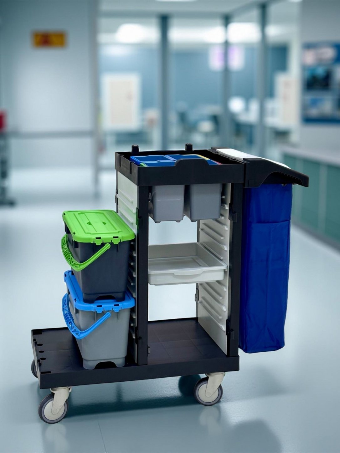 Cărucior de Curățenie ArliPlus® M720 – Configurație Profesională pentru Igienă Avansată și Organizare Modulară