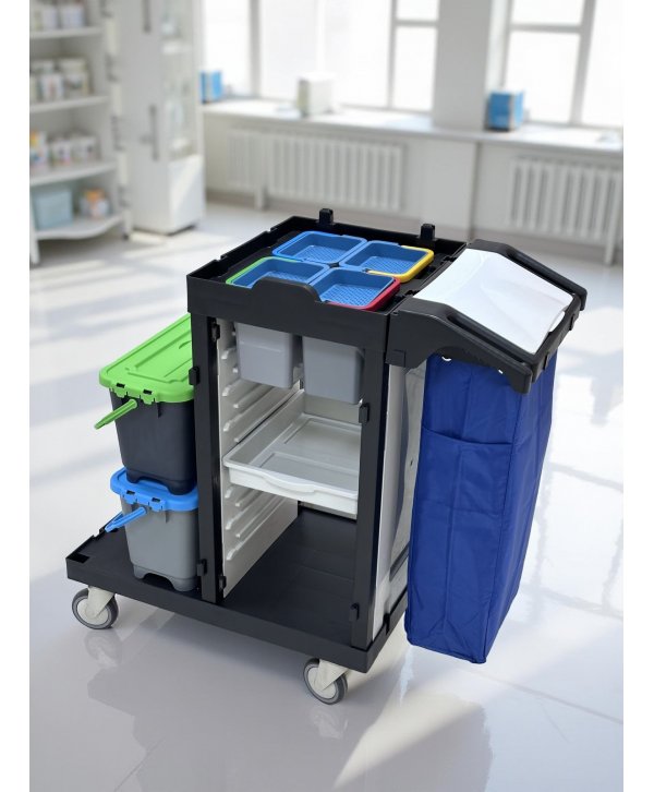 Cărucior de Curățenie ArliPlus® M720 – Configurație Profesională pentru Igienă Avansată și Organizare Modulară