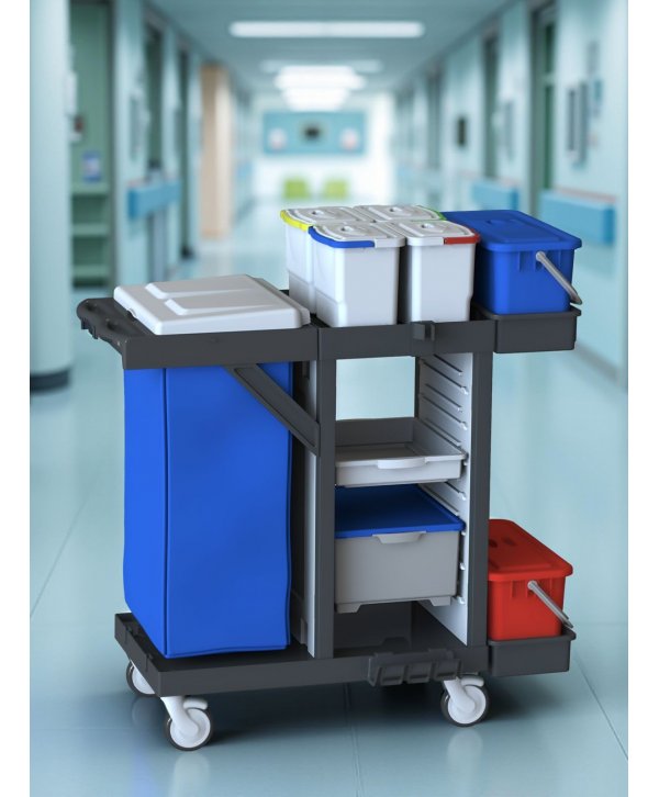 Cărucior de Curățenie ArliPlus® M64 – Soluție Profesională pentru Organizare, Igienă și Eficiență în Spații Medicale