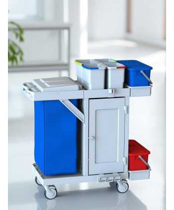 Cărucior de curățenie profesional ArliPlus® M645 pentru uz spitalicesc cu uși laterale magnetice