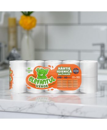 10 🧻 Hârtie Igienică Elefantul Verde – 3 Straturi | 100% Celuloză | Parfum Ocean