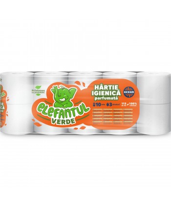 10 🧻 Hârtie Igienică Elefantul Verde – 3 Straturi | 100% Celuloză | Parfum Ocean