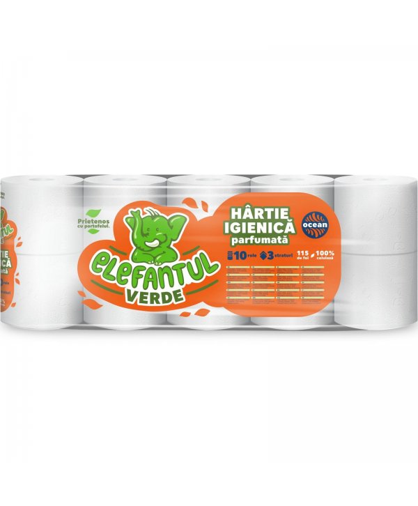 10 🧻 Hârtie Igienică Elefantul Verde – 3 Straturi | 100% Celuloză | Parfum Ocean 10 🧻 Hârtie Igienică Elefantul Verde – 3 Straturi | 100% Celuloză | Parfum Ocean