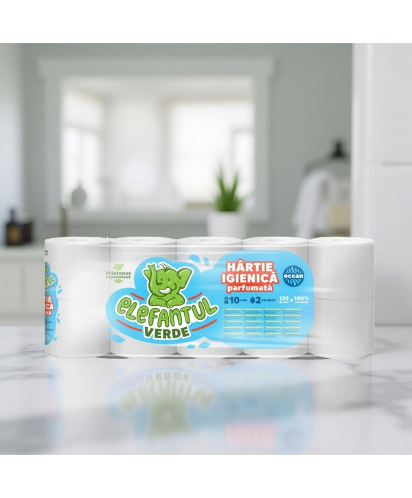 10 🧻 Hârtie Igienică Elefantul Verde – 2 Straturi | 100% Celuloză | Parfum Seaside 10 🧻 Hârtie Igienică Elefantul Verde – 2 Straturi | 100% Celuloză | Parfum Seaside