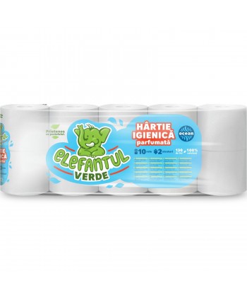 10 🧻 Hârtie Igienică Elefantul Verde – 2 Straturi | 100% Celuloză | Parfum Seaside