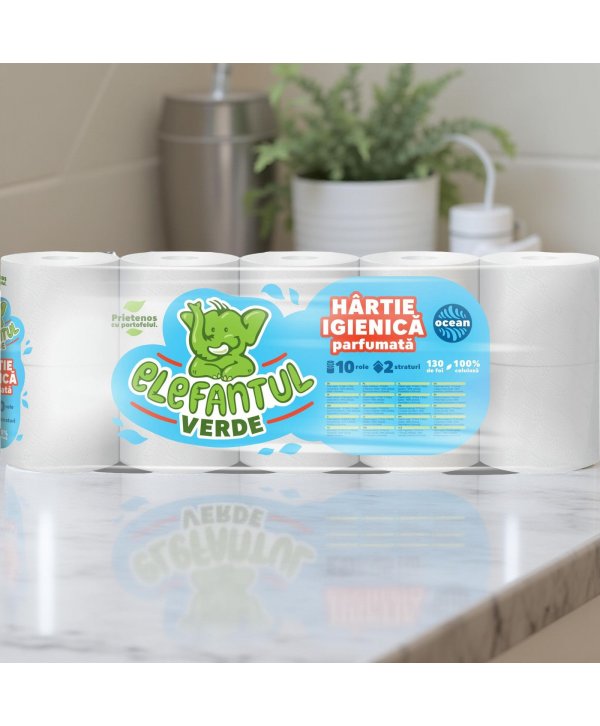 10 🧻 Hârtie Igienică Elefantul Verde – 2 Straturi | 100% Celuloză | Parfum Seaside 10 🧻 Hârtie Igienică Elefantul Verde – 2 Straturi | 100% Celuloză | Parfum Seaside