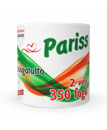 Prosop Mâini Rola PARISS – 2 Straturi | 100% Celuloză | 350 Foi | 66.5 metri| Ambalare Individuală
