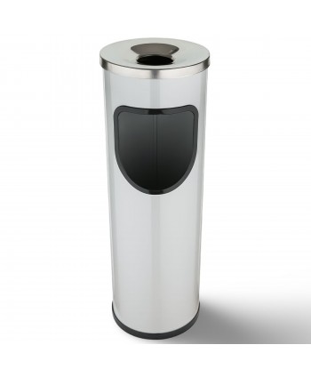 🚮 Coș de Gunoi Exterior cu Scrumieră Integrată, volum 25L – Gri Inox, Rezistent la Intemperii și Vandalism, Jofel Premium