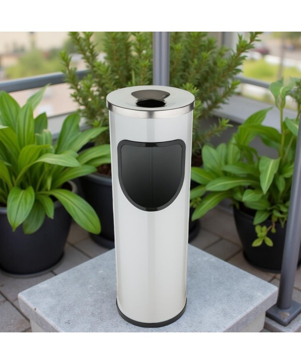 🚮 Coș de Gunoi Exterior cu Scrumieră Integrată, volum 25L – Gri Inox, Rezistent la Intemperii și Vandalism, Jofel Premium 🚮 Coș de Gunoi Exterior cu Scrumieră Integrată, volum 25L – Gri Inox, Rezistent la Intemperii și Vandalism, Jofel Premium