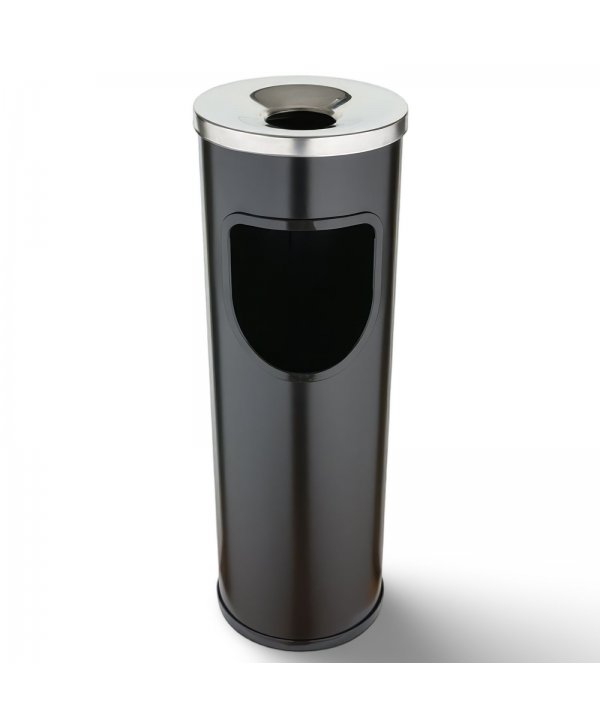 🚮 Coș de Gunoi Exterior cu Scrumieră Integrată, volum 25L – Negru Inox, Antivandalism și Rezistent la Intemperii, Jofel Premium 🚮 Coș de Gunoi Exterior cu Scrumieră Integrată, volum 25L – Negru Inox, Antivandalism și Rezistent la Intemperii, Jofel Premium