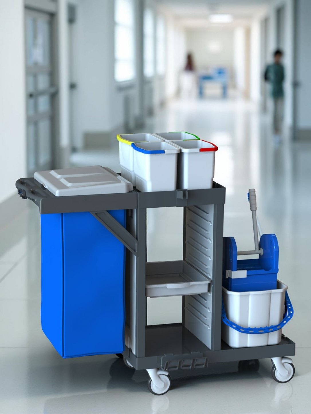 Cărucior de Curățenie Profesional ArliPlus® M581 Separare fizică a zonelor. Acces rapid. Igienă controlată.