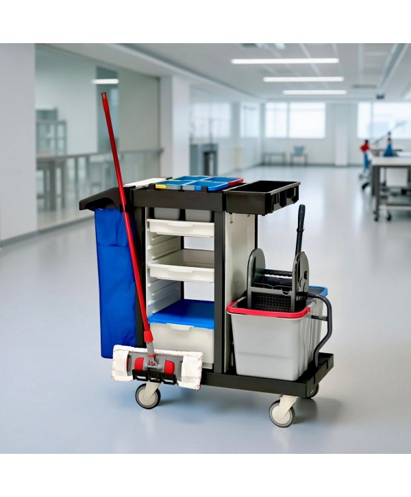 Cărucior de Curățenie Profesional M721 Control sanitar avansat, Organizare precisă, Manevrabilitate medicală Cărucior de Curățenie Profesional M721 Control sanitar avansat, Organizare precisă, Manevrabilitate medicală