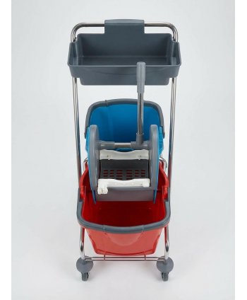 Cărucior de Curățenie Profesional 2×25L, Storcător Heavy-Duty & Cadru din Oțel Cromat