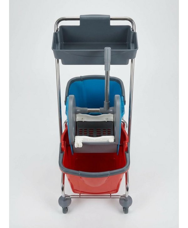 Cărucior de Curățenie Profesional 2×25L, Storcător Heavy-Duty & Cadru din Oțel Cromat Cărucior de Curățenie Profesional 2×25L, Storcător Heavy-Duty & Cadru din Oțel Cromat