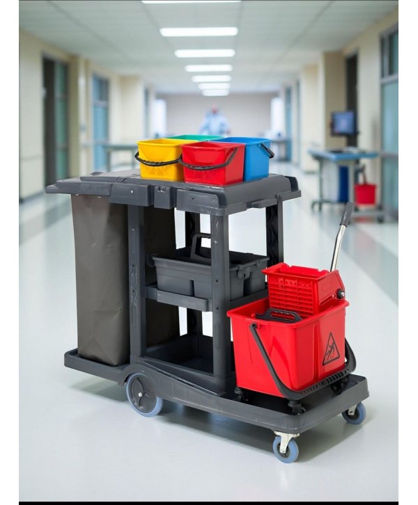 Cărucior de Curățenie Profesional Hercules 875 – Mobilitate, Organizare și Eficiență în Curățenie Cărucior de Curățenie Profesional Hercules 875 – Mobilitate, Organizare și Eficiență în Curățenie