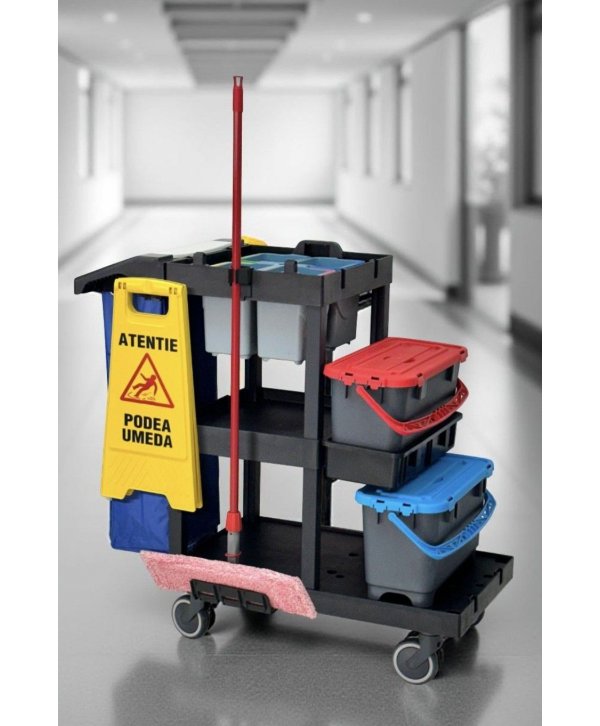 Cărucior profesional curățenie ArliPlus® M704 – Capacitate extinsă și organizare inteligentă pentru profesioniști
