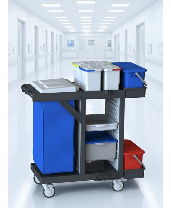 Cărucior de Curățenie ArliPlus® M64 – Soluție Profesională pentru Organizare, Igienă și Eficiență în Spații Medicale