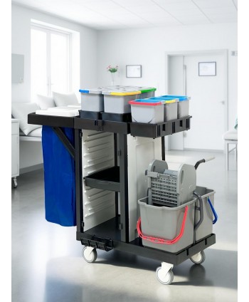 Cărucior de curățenie profesional ArliPlus® M55 - Soluția Modulară și Eficientă pentru Curațenie Impecabilă