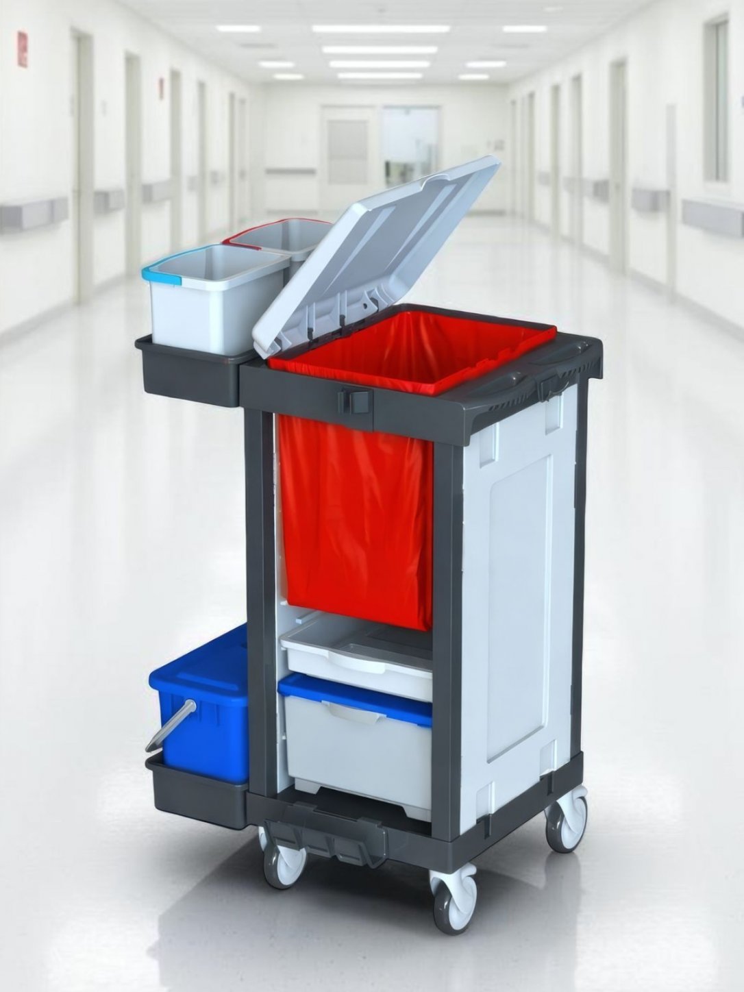 Cărucior de Curățenie ArliPlus® M35 – Compact, Versatil și Ideal pentru Spații Medicale și Profesionale