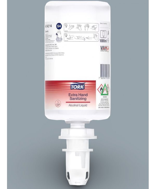 Dezinfectant pentru Mâini Tork S4 - Produs Biocid cu Alcool, Rezervă 1000 ml, Cod 424214