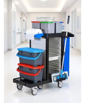  Produse de curatenie profesionale - Cărucior de Curățenie Profesional ArliPlus® M73 - Compact, Complet, Organizat, Multifuncțional, Eficient - arli.ro