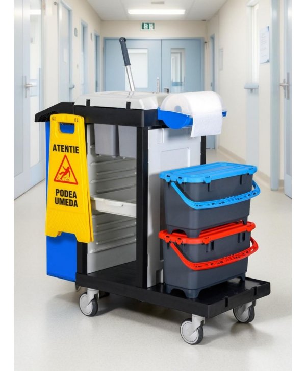 Cărucior de Curățenie Modular Uz Spitalicesc ArliPlus® M71 - Siguranță, Organizare și Eficiență