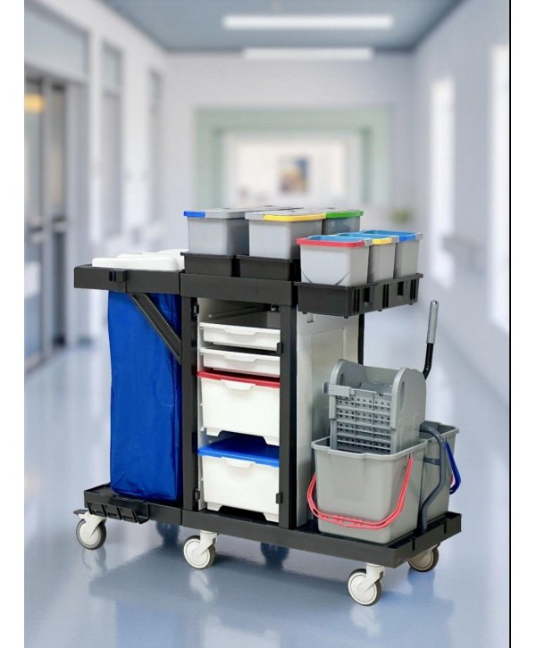 Cărucior de Curățenie Profesional ArliPlus® M82 – Modular, Eficient și Sustenabil