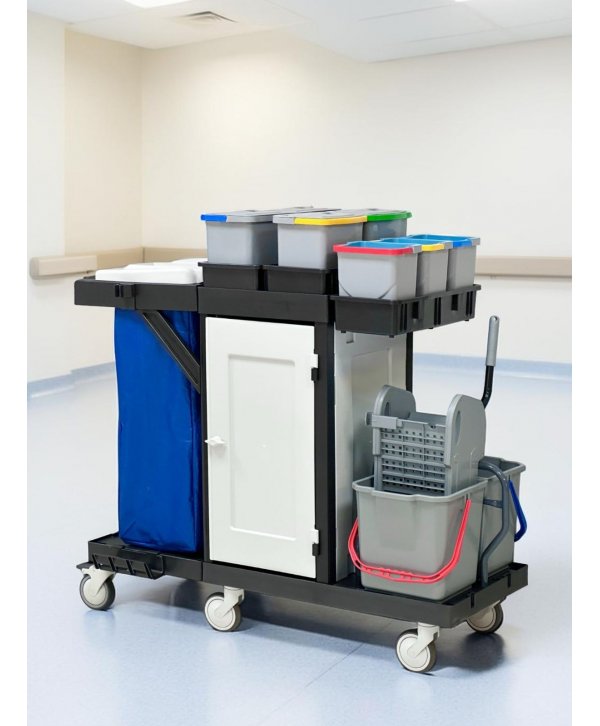 Cărucior de Curățenie Profesional ArliPlus® M86 - Organizare Impecabilă, Igienă Maximă, Flexibilitate Ridicată