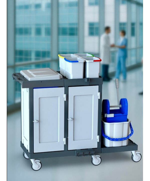Cărucior de Curățenie Profesional M80, Igienă completă, Organizare totală, Stabilitate superioară Cărucior de Curățenie Profesional M80, Igienă completă, Organizare totală, Stabilitate superioară