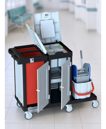 Cărucior de Curățenie ArliPlus® M90 – Sistem Profesional Avansat pentru Spitale și Clinici Medicale Mari