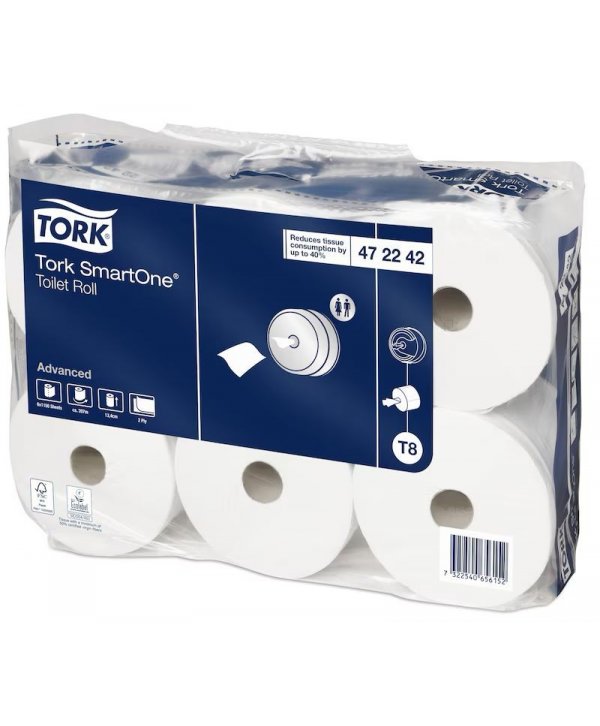 Hârtie Igienică Tork SmartOne® T8 Advanced 2 straturi, 207 m, 1150 porții, 6 role/box
